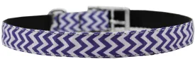 Chevrons Nylon Dog Collar with classic buckle 3-4" Purple Size 14