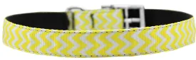Chevrons Nylon Dog Collar with classic buckle 3-4" Yellow Size 16