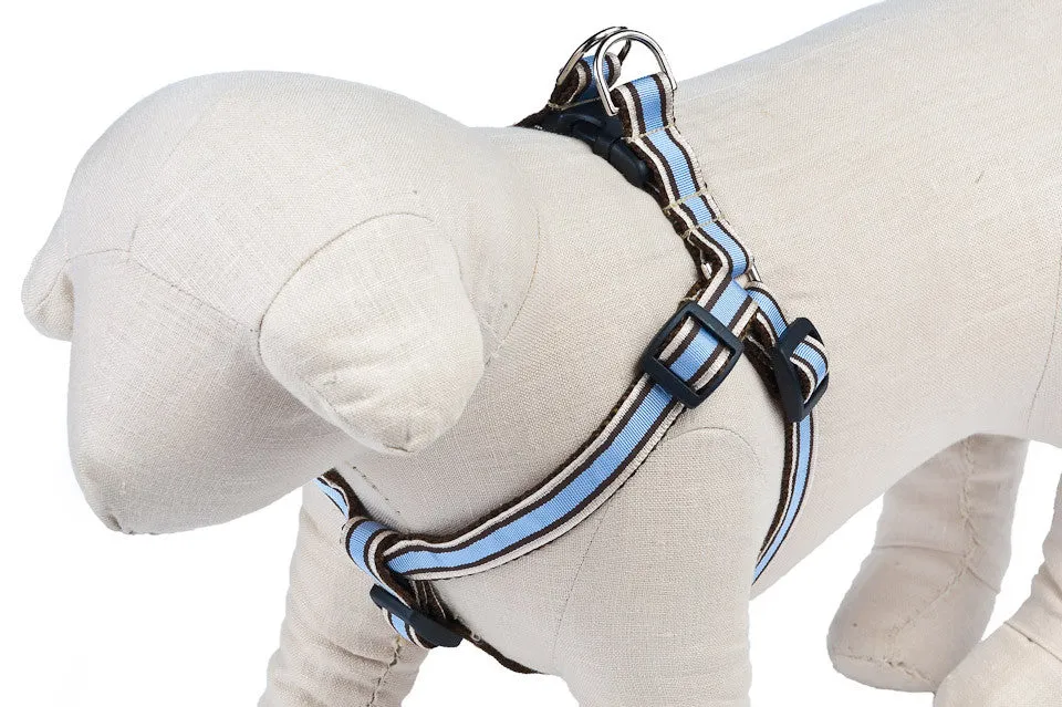 Chocolate/Periwinkle Stripe Dog Harness - 602