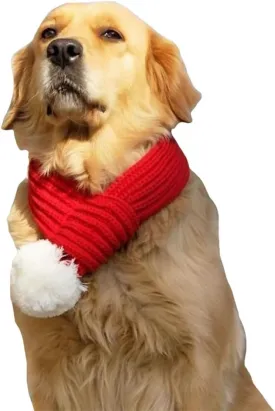 Christmas Santa Scarf for Small to Large Dog,Pet Holiday Party Costume Dog Accessories (L, Red)