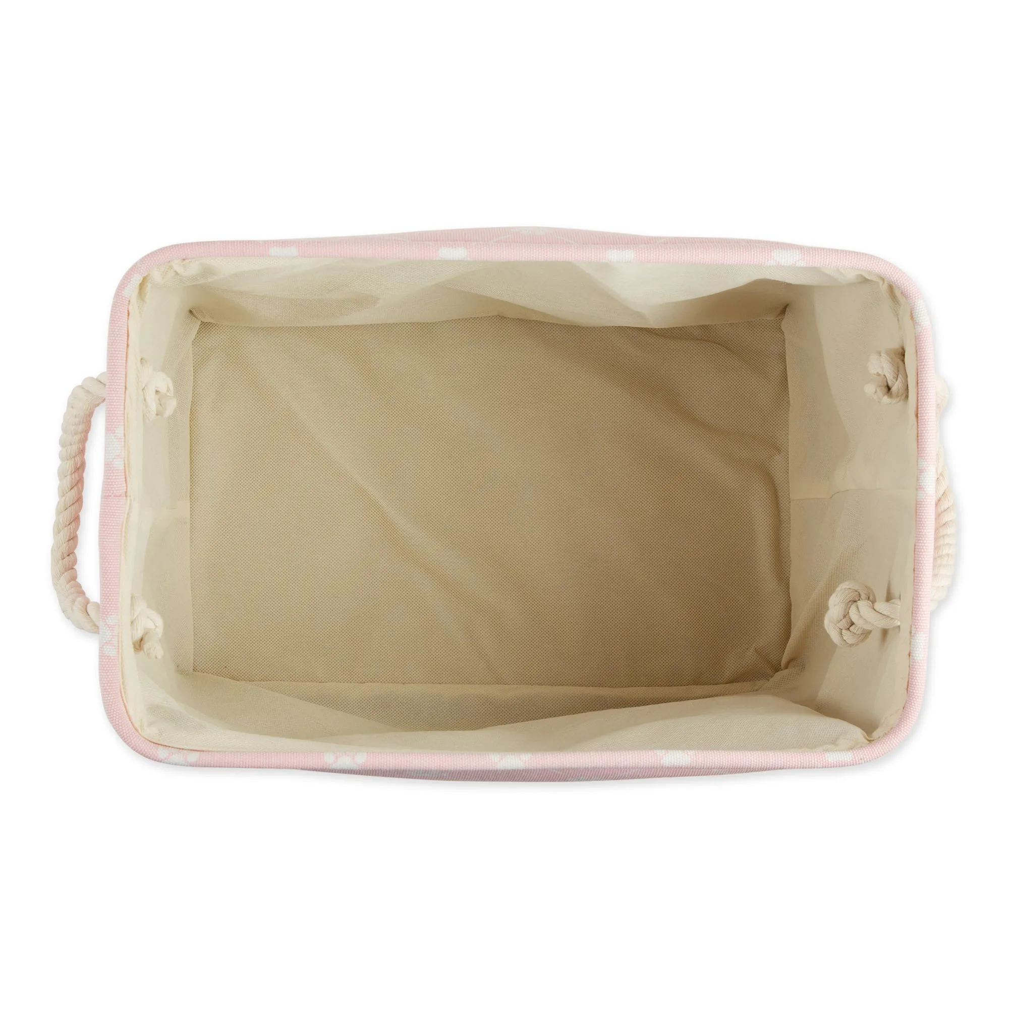 Collapsible Pet Storage Bin, Trellis Paw Print, Pink, Large - 17.5x12x15"