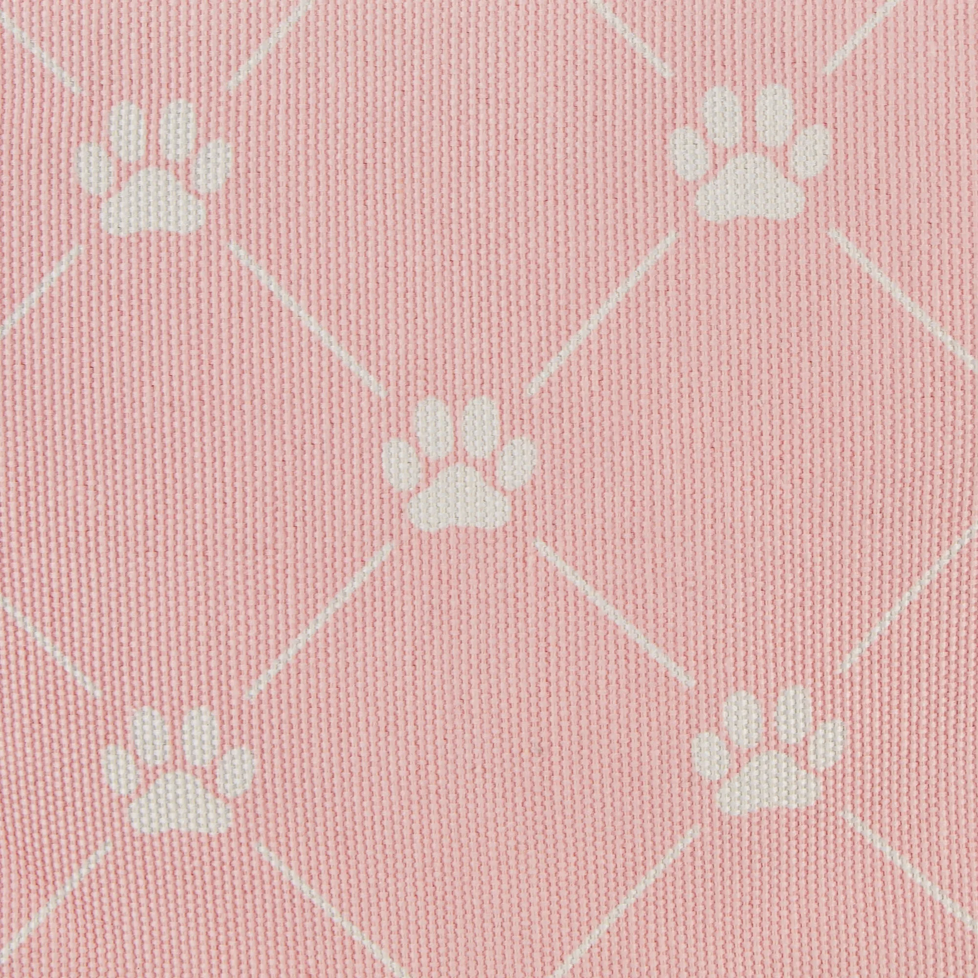 Collapsible Pet Storage Bin, Trellis Paw Print, Pink, Large - 17.5x12x15"