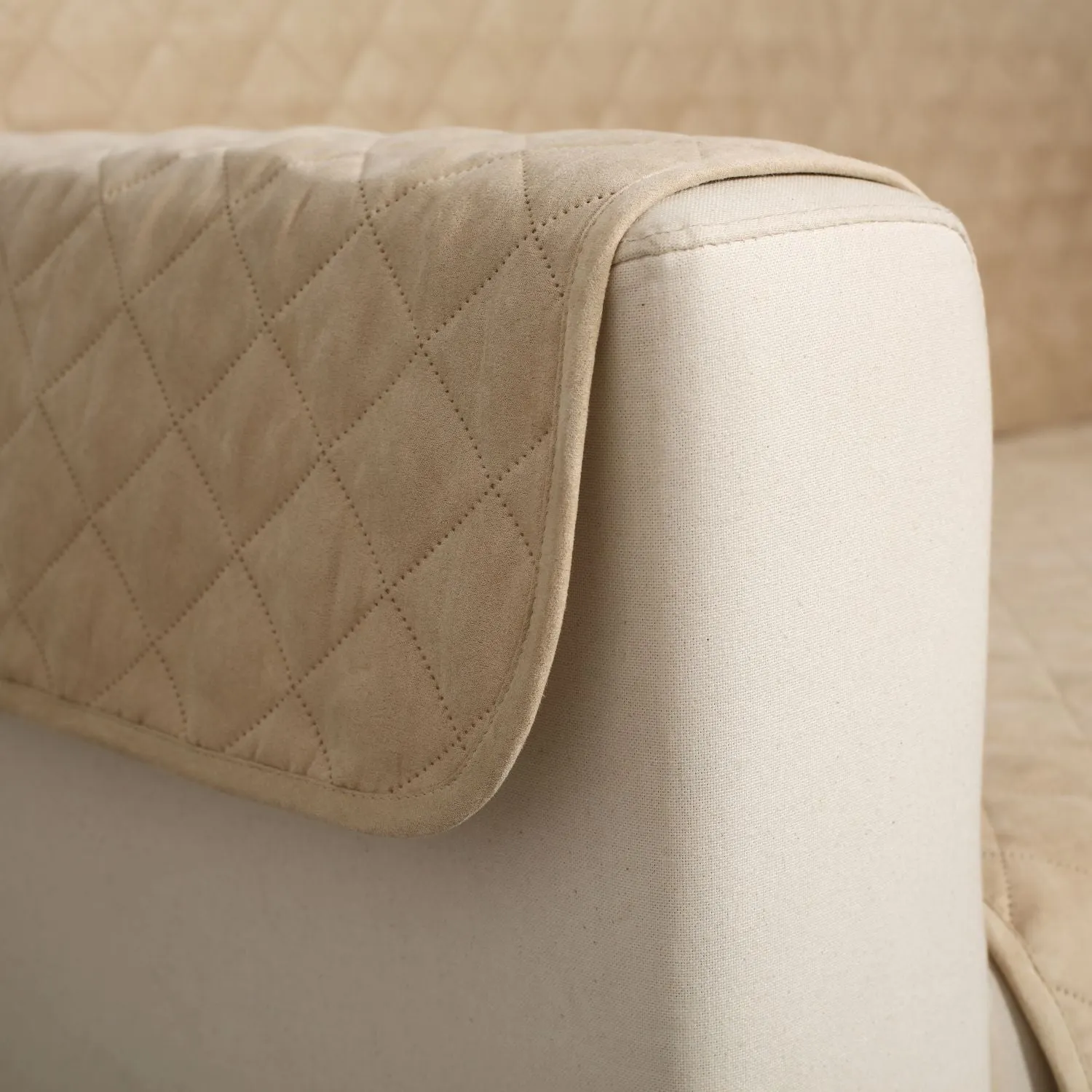 Cosy Quilted Sofa Protector Cover for Oversized Sofa - Oat
