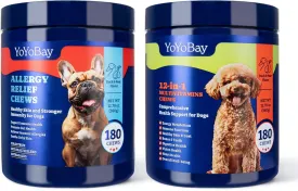 Dog Allergy Relief Chews for Immune Support & Itch Relief   Dog Multivitamin Chewable Supplement for Immune & Energy Boost, Joint Support - 180 Soft Chews