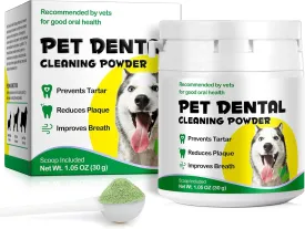 Dog Dental Powder, Teeth Cleaning Powder for Dogs, Dental Care for Dog Teeth Breath Freshener, Plaque & Bad Breath Off Powder Dog, Dog Breath Freshener for Small, Medium, Large Dogs 30g