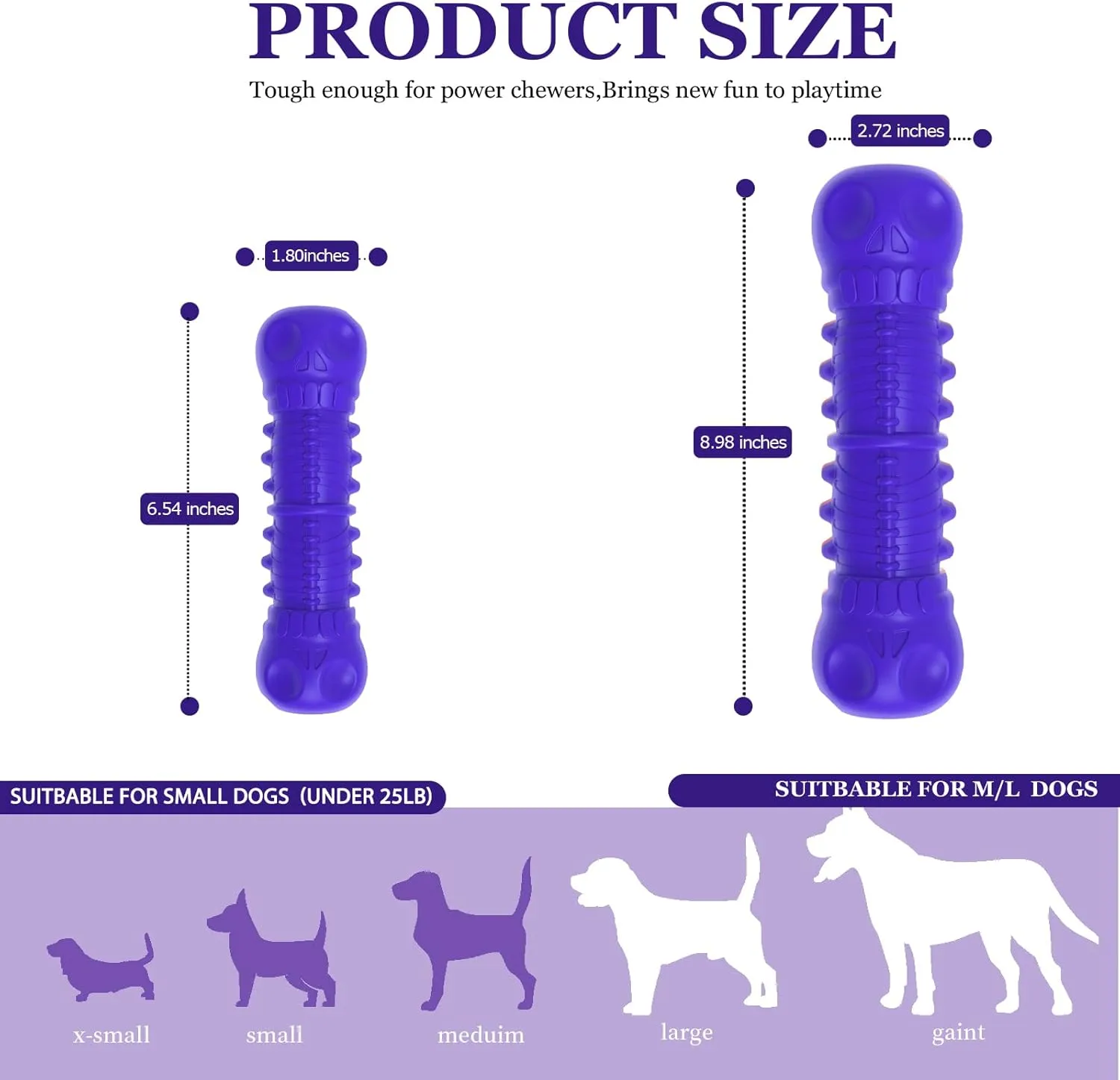 Dog Squeaky Toys for Aggressive Chewers, Durable Chew Toys for Large Medium Breed Dog, Tough Durable Dogs Toys with Natural Rubber