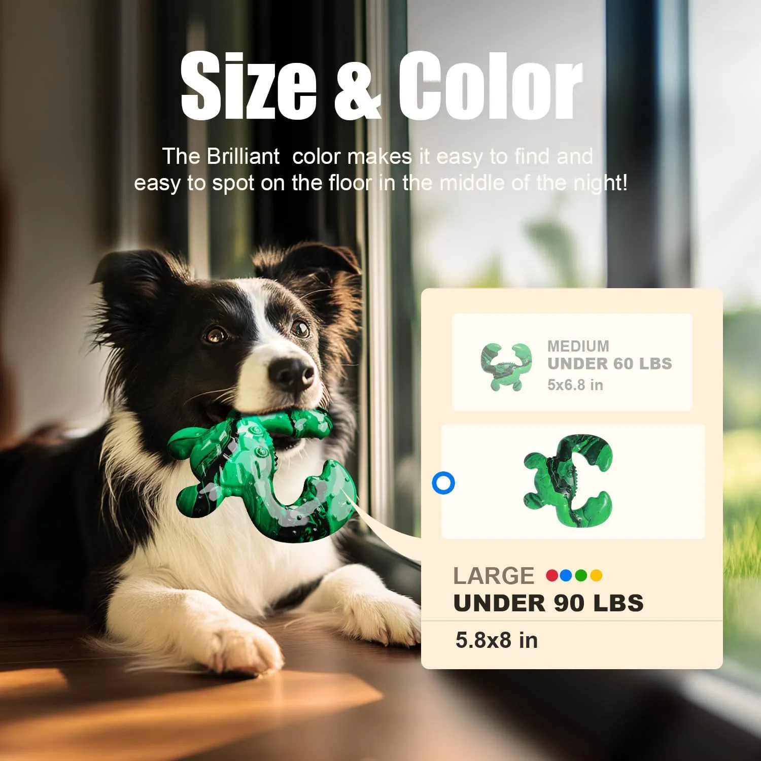 Dog Toys for Aggressive Chewers, Dog Toys for Medium Large Dogs, Tough Nylon Dog Chew Toys with Bacon Flavor, Chew Toys for Aggressive Chewers, Green