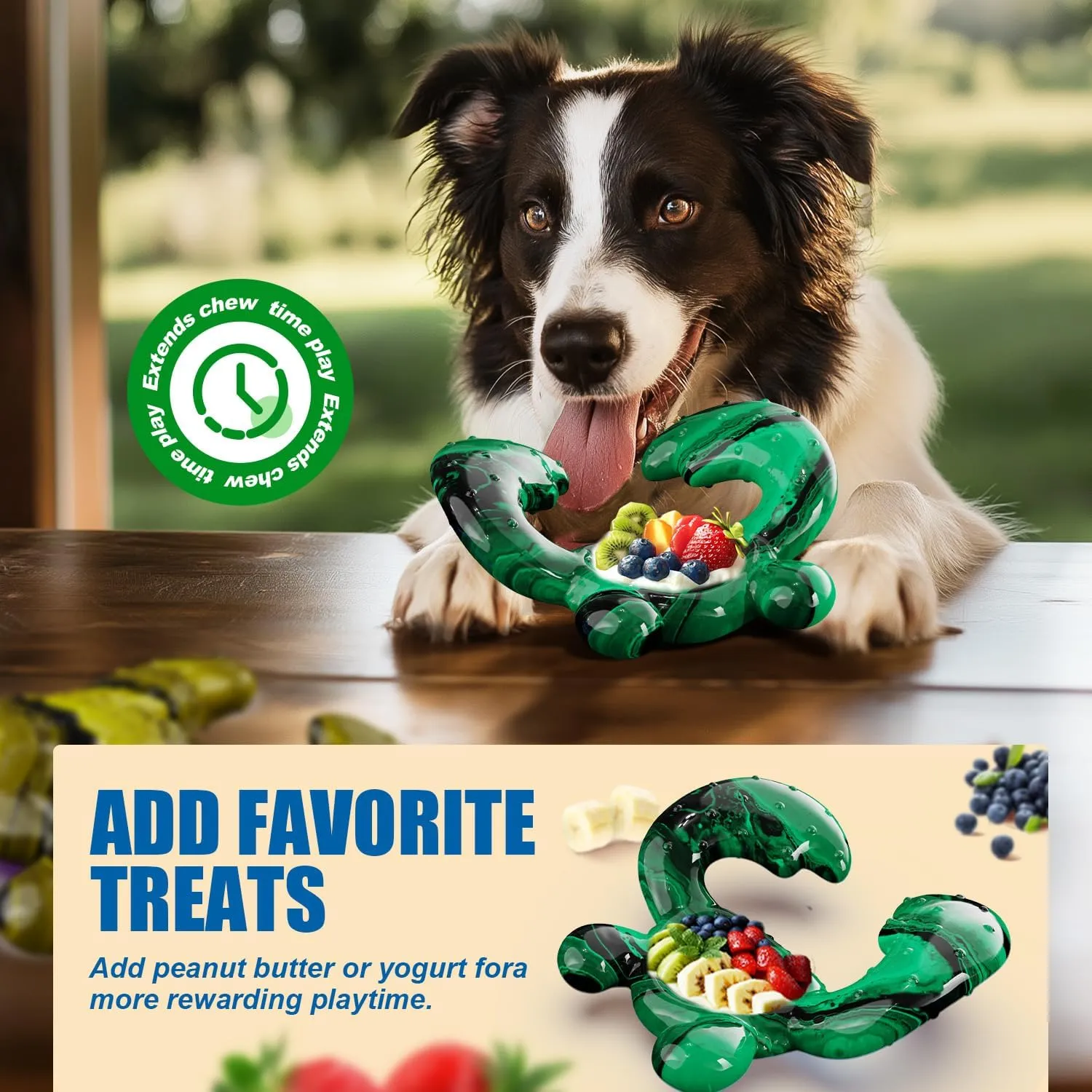 Dog Toys for Aggressive Chewers, Dog Toys for Medium Large Dogs, Tough Nylon Dog Chew Toys with Bacon Flavor, Chew Toys for Aggressive Chewers, Green