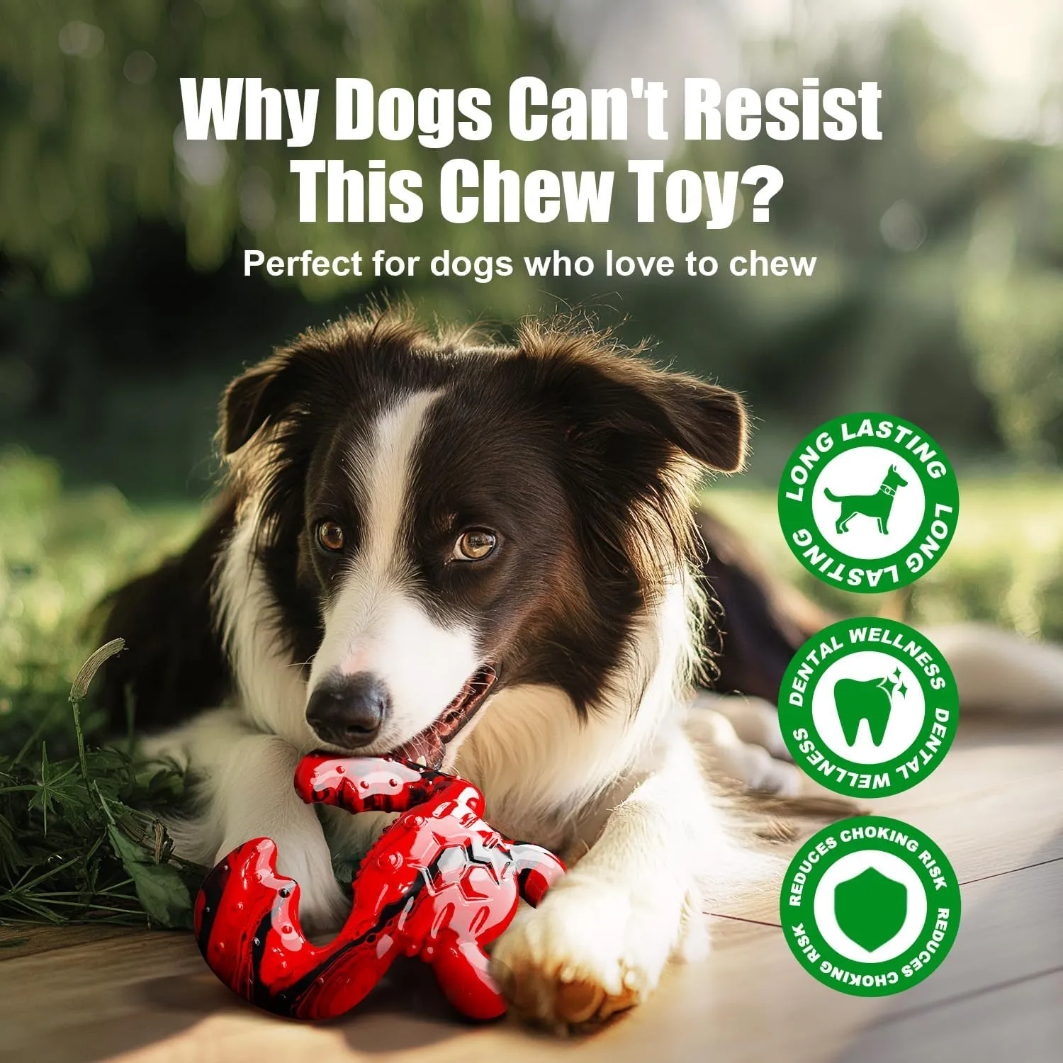 Dog Toys for Aggressive Chewers, Dog Toys for Medium Large Dogs, Tough Nylon Dog Chew Toys with Bacon Flavor, Chew Toys for Aggressive Chewers,Red