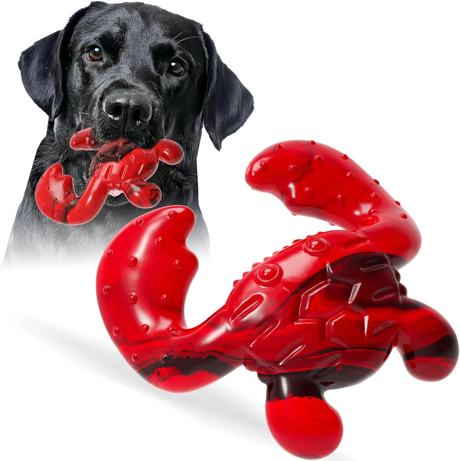 Dog Toys for Aggressive Chewers, Dog Toys for Medium Large Dogs, Tough Nylon Dog Chew Toys with Bacon Flavor, Chew Toys for Aggressive Chewers,Red
