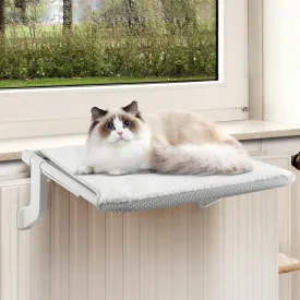 Dual-Purpose Cat Window Perch Reversible Mesh Sherpa Bed,Suction Cups Hooks,Stainless Steel Frame for Windowsill,Bed,or Shelf (Holds Up to 40 lbs)