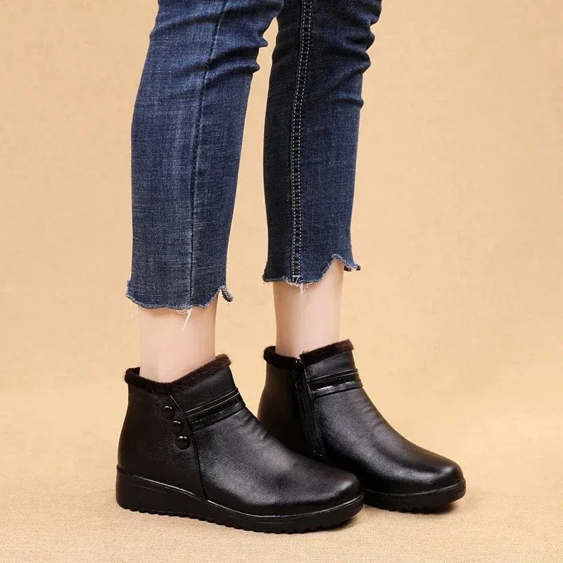 Dyavor Orthopedic Snow Boots Women Leather Ankle Shoes