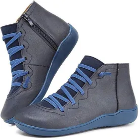 Dyavor Women Leather Waterproof Orthopedic Vintage Boots