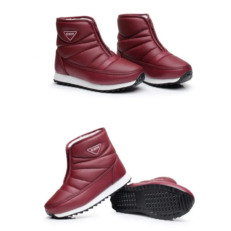 Dyavor Women Zipper Orthopedic Shoes Plush Snow Ankle Boots