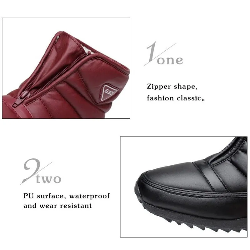 Dyavor Women Zipper Orthopedic Shoes Plush Snow Ankle Boots