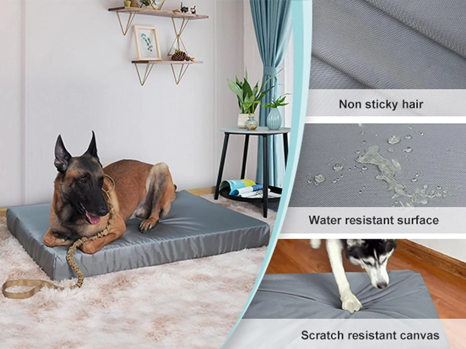 Explore Land Scratch Resistance Dog Bed Cover Canvas Washable Dog Crate Pad Replacement Cover, 48Lx36Wx4H inch, Charcoal