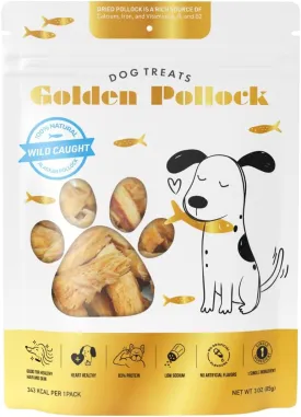 Fish Dog Treat - 100% Pollock - Grain Free - Human Grade - All Natural - Single Ingredient - Air Dried - 3 Ounces