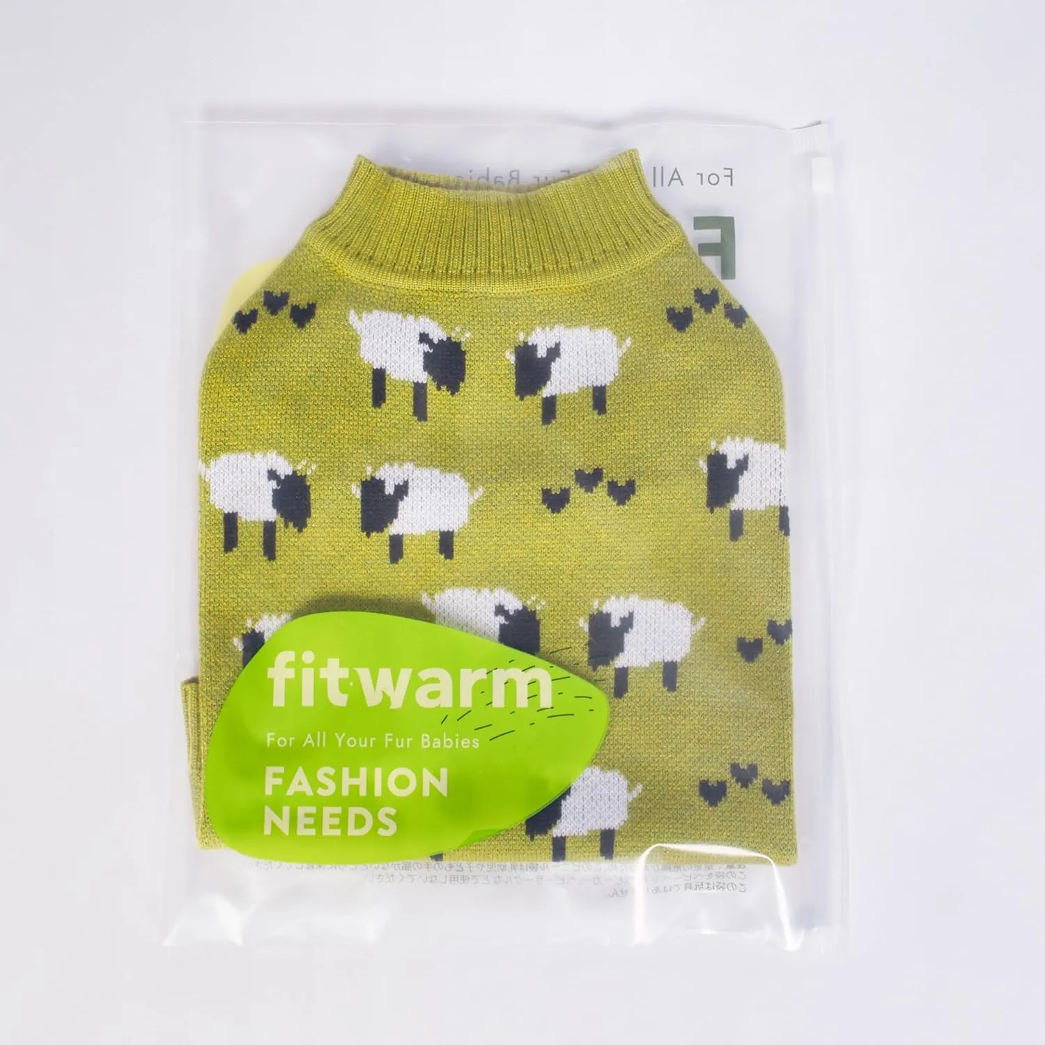 Fitwarm Funny Sheep Dog Sweater, Thermal Winter Clothes for Small Dogs - Boy & Girl - Holiday Clothes - Pullover Jumper - Pet Outfit - Black, Green, White - Medium