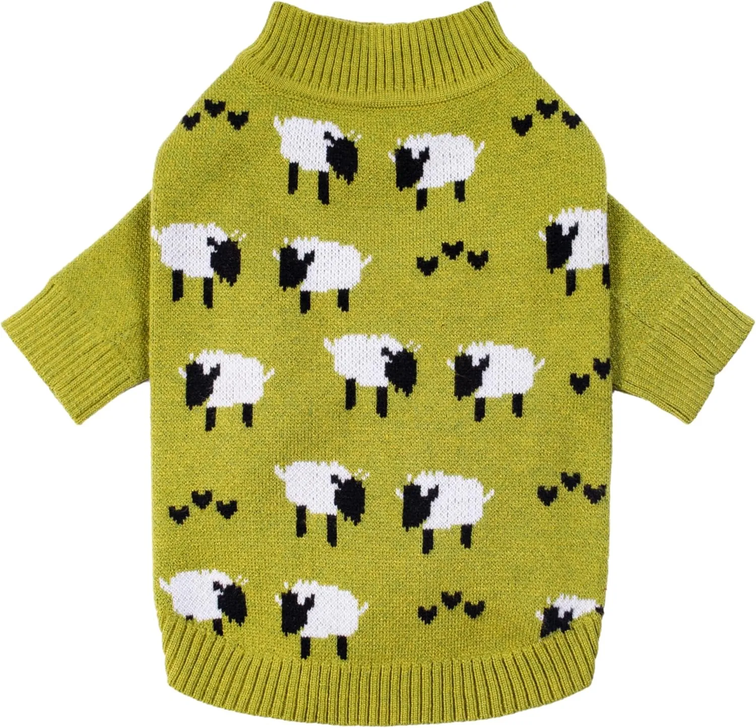 Fitwarm Funny Sheep Dog Sweater, Thermal Winter Clothes for Small Dogs - Boy & Girl - Holiday Clothes - Pullover Jumper - Pet Outfit - Black, Green, White - Medium