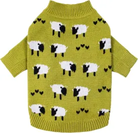 Fitwarm Funny Sheep Dog Sweater, Thermal Winter Clothes for Small Dogs - Boy & Girl - Holiday Clothes - Pullover Jumper - Pet Outfit - Black, Green, White - Medium