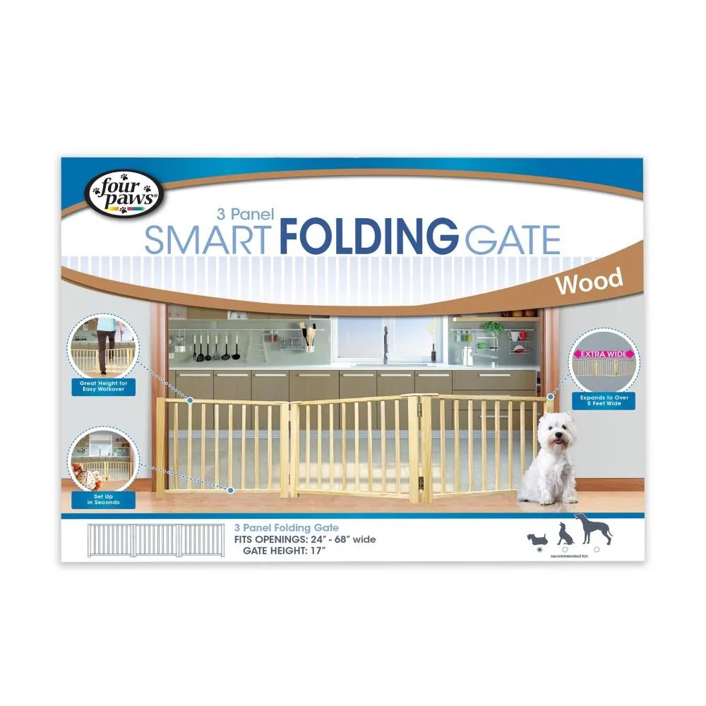 Four Paws 3 Panel Folding Gate For Dogs