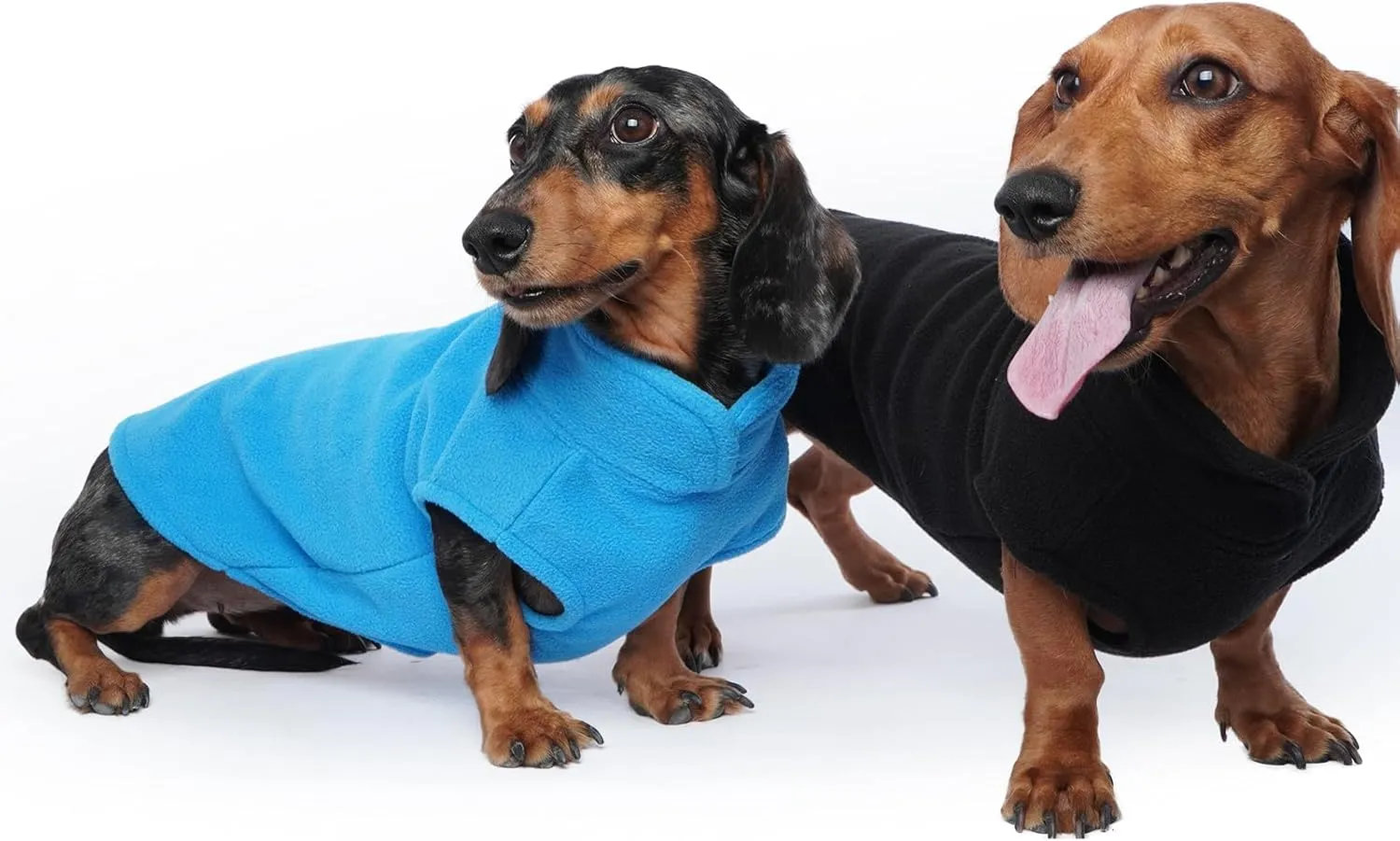 FUAMEY Fleece Vest, Warm Sweatshirt Puppy Stretchy Sweater Pullover Turtleneck Coat Winter Jacket With Leash Hole, Dachshund Sweaters Yorkie Clothes for Small Medium Large Dogs Green M