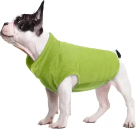 FUAMEY Fleece Vest, Warm Sweatshirt Puppy Stretchy Sweater Pullover Turtleneck Coat Winter Jacket With Leash Hole, Dachshund Sweaters Yorkie Clothes for Small Medium Large Dogs Green M