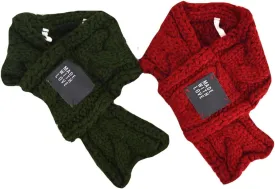 Goclothod Pet Dog Knitted Scarf Cute Collars Doggie Neckerchief 2 Set Muffle for Christmas (Red,Green)
