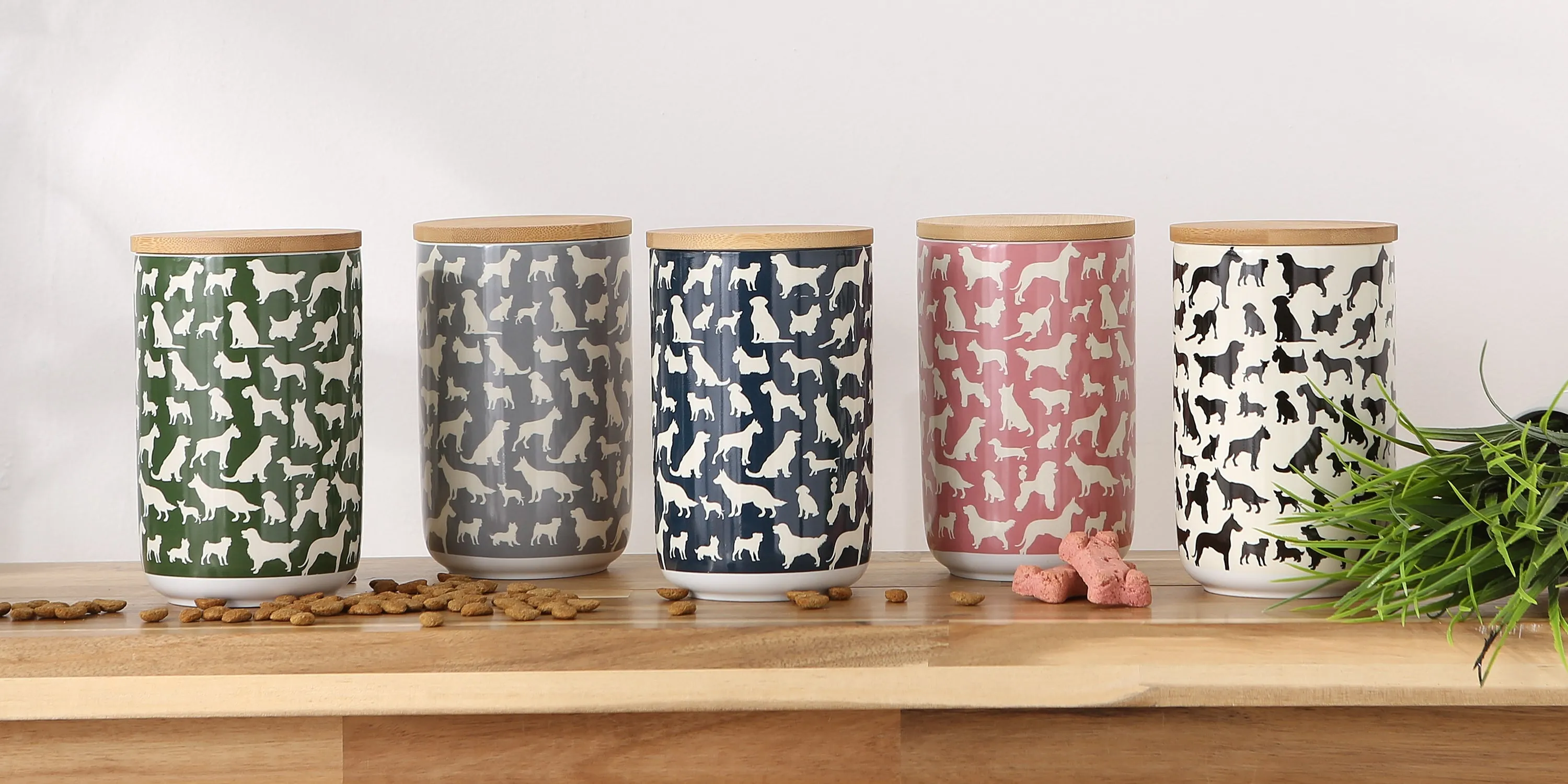 Gray Dog Show Pet Treat Canister 4 Cup Capacity