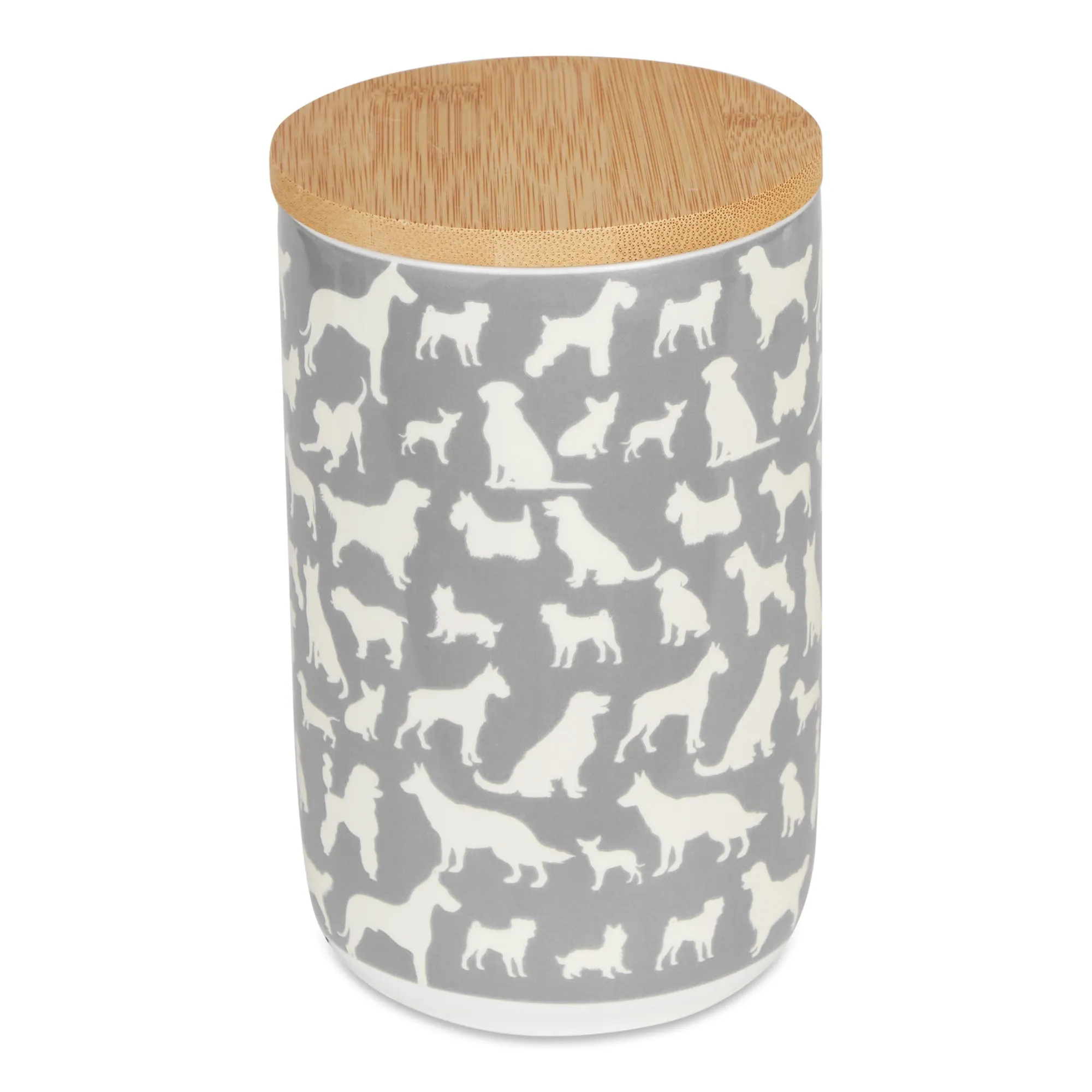 Gray Dog Show Pet Treat Canister 4 Cup Capacity