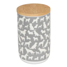 Gray Dog Show Pet Treat Canister 4 Cup Capacity