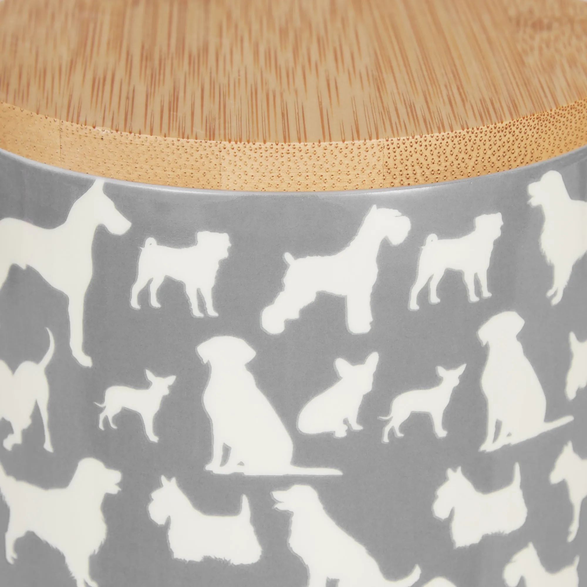 Gray Dog Show Pet Treat Canister 4 Cup Capacity
