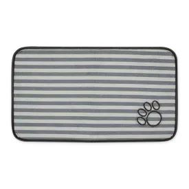Gray Stripe Embroidered Paw Pet Mat Small