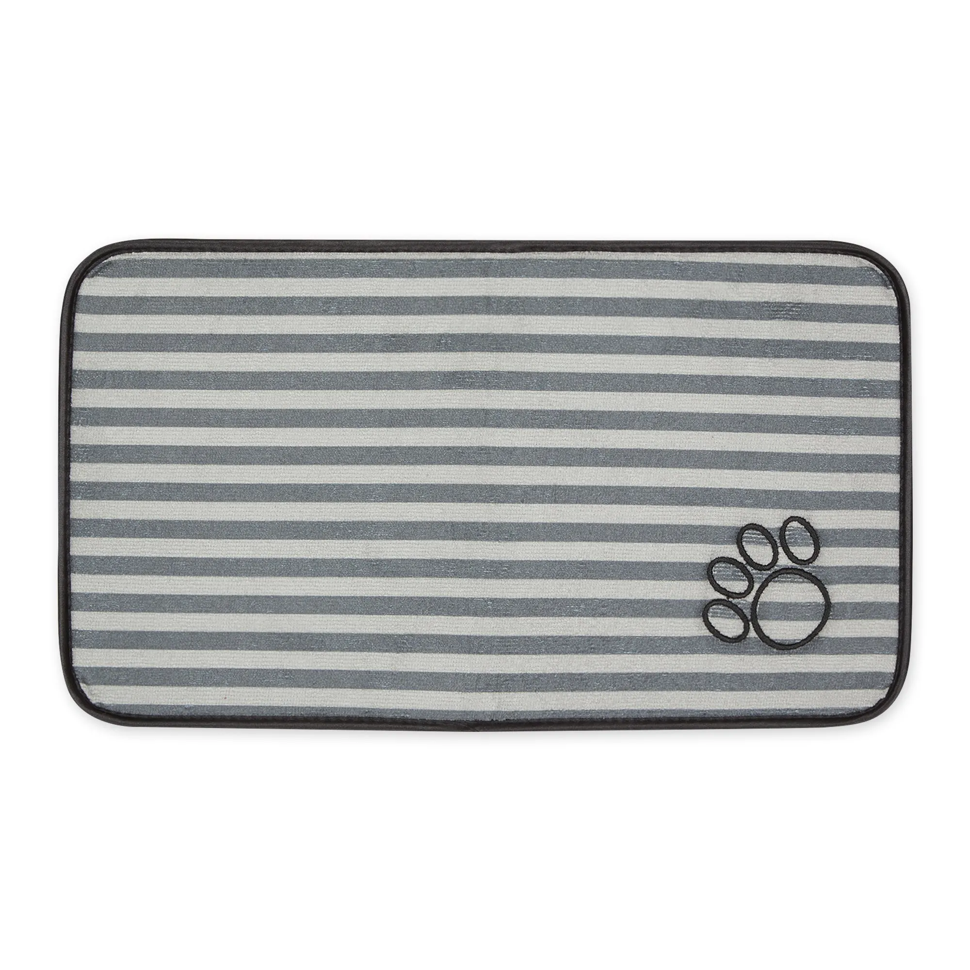 Gray Stripe Embroidered Paw Pet Mat Small