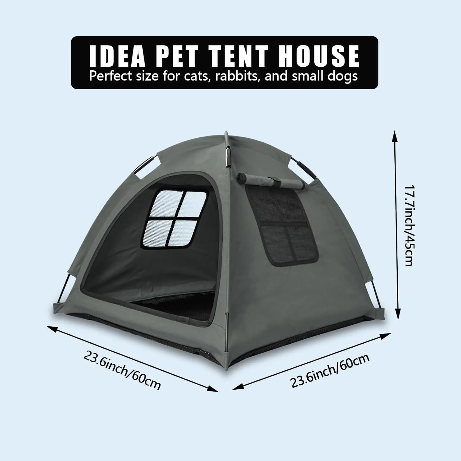 Grey Cat Tent HouseCat's Nest, Portable Indoor/Outdoor Pet Tent House for Cats, Puppies and Other Small Animals