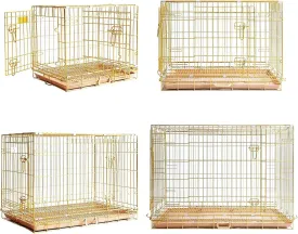 Homey Pet Dog Cage for Small Dogs, Dog Crates for Medium Dogs, Collapsible Nano-Coating Metal Wire Large Dog Kennel Indoor with Removable Grid Tray, Double Doors, GOLD24 GOLD30 GOLD36 GOLD42 Bundle