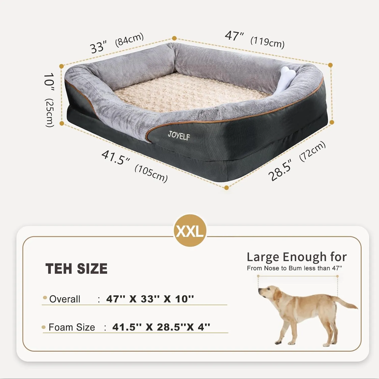 JOYELF XXLarge Memory Foam Dog Bed, Orthopedic Dog Bed & Sofa with Removable Washable Cover for Large Dogs