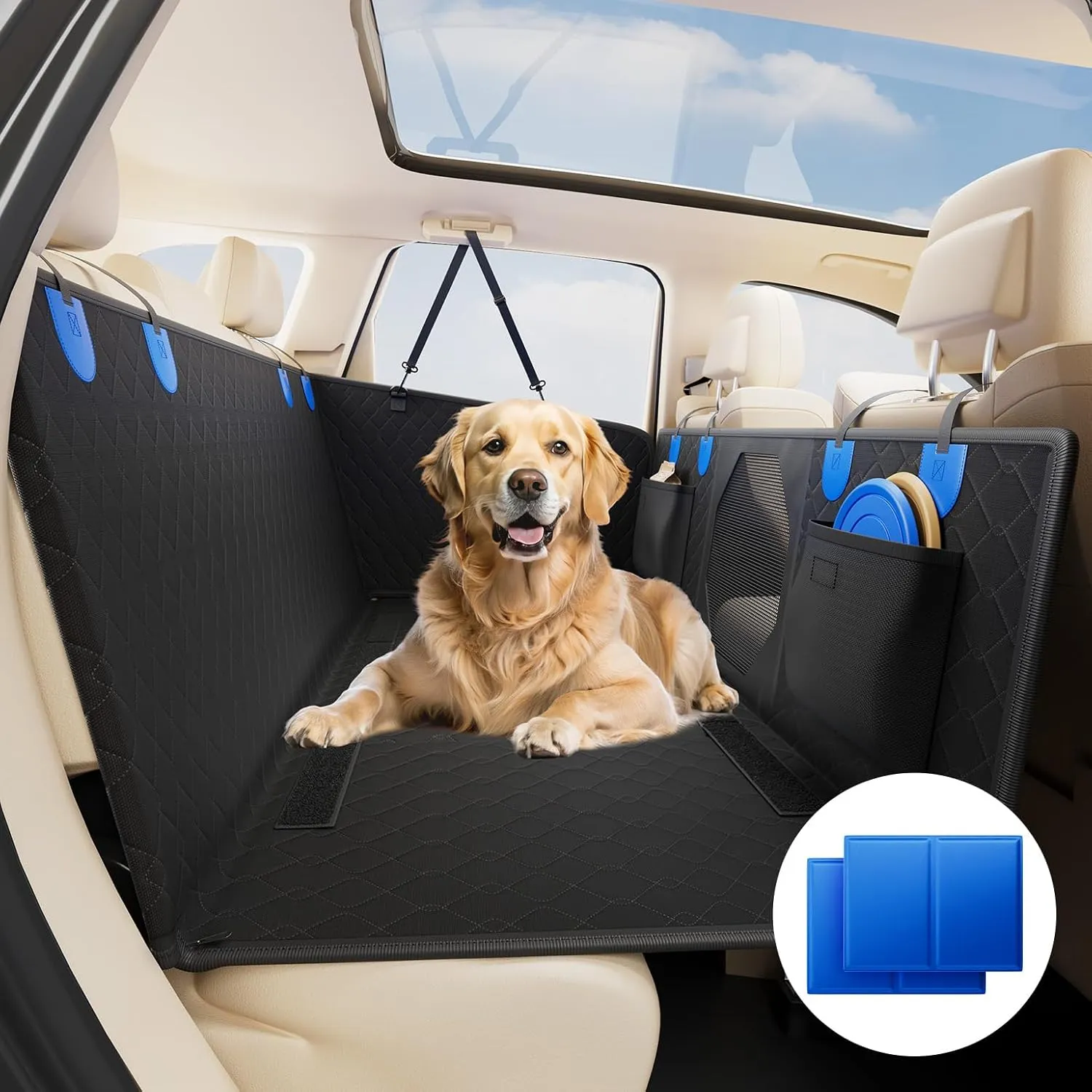 JOYTUTUS Back Seat Extender for Dogs with Hard Bottom, Dog Car Seat Cover for Back Seat, Pet Cover for Travel, Seat Cover Waterproof Dog Hammock for Car Truck SUV