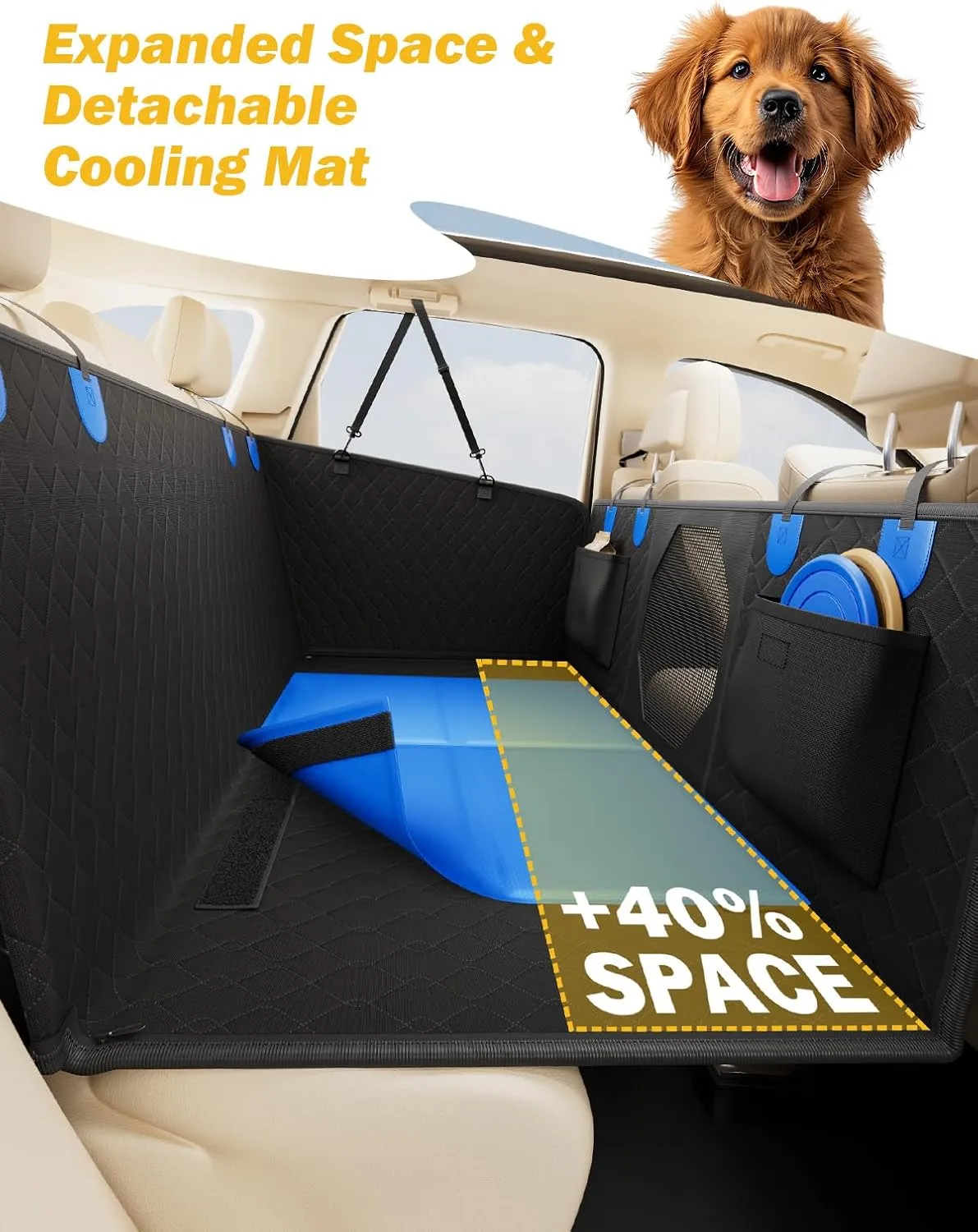 JOYTUTUS Back Seat Extender for Dogs with Hard Bottom, Dog Car Seat Cover for Back Seat, Pet Cover for Travel, Seat Cover Waterproof Dog Hammock for Car Truck SUV