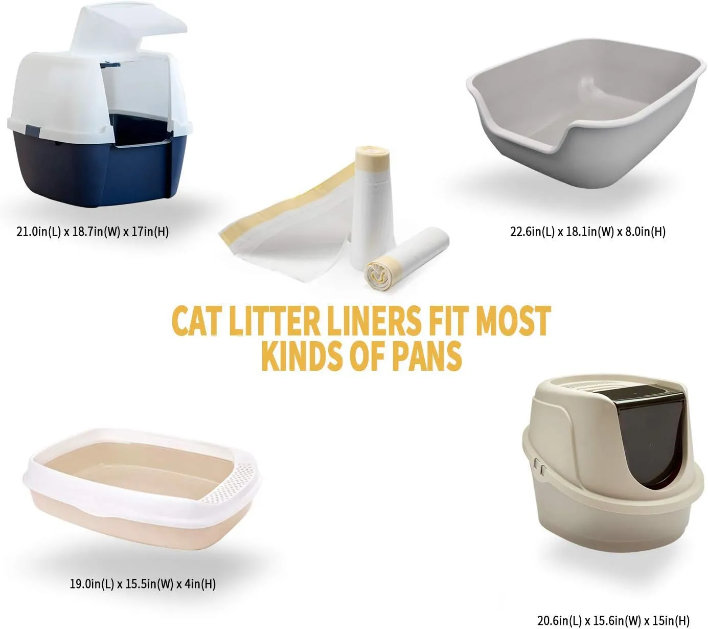KONE Cat Litter Box Liners, 14 Count Jumbo Extra Durable Large Drawstring Kitty Litter Pan Bags Cat Waste Litter Bags Pet Supplies 36" x 18"