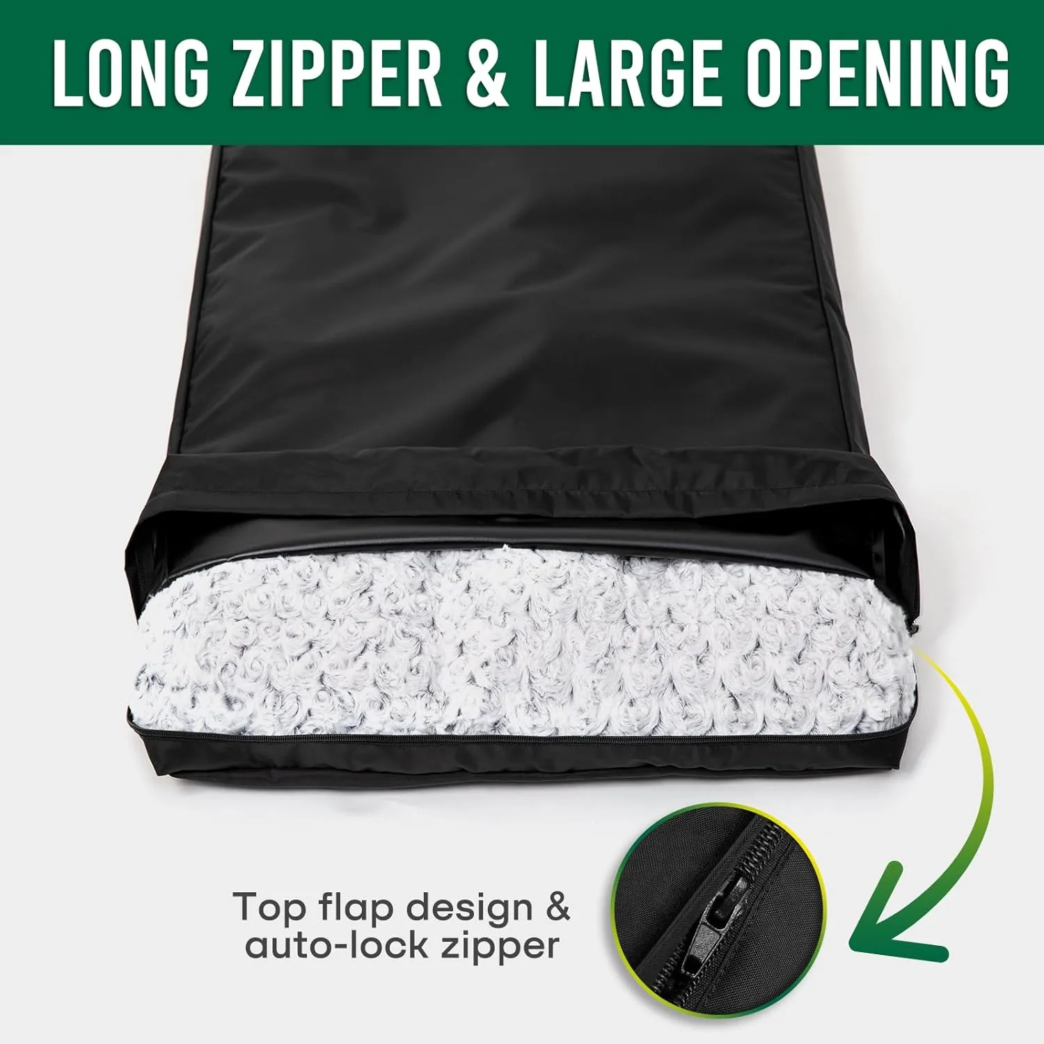 Large Waterproof Dog Bed Replacement Cover, Easy to Clean Pet Dog Crate Pad Duvet, Long Zipper Open, Oxford Fabric Slick Look, 40Lx27Wx4H - Black