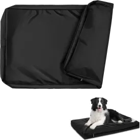 Large Waterproof Dog Bed Replacement Cover, Easy to Clean Pet Dog Crate Pad Duvet, Long Zipper Open, Oxford Fabric Slick Look, 40Lx27Wx4H - Black