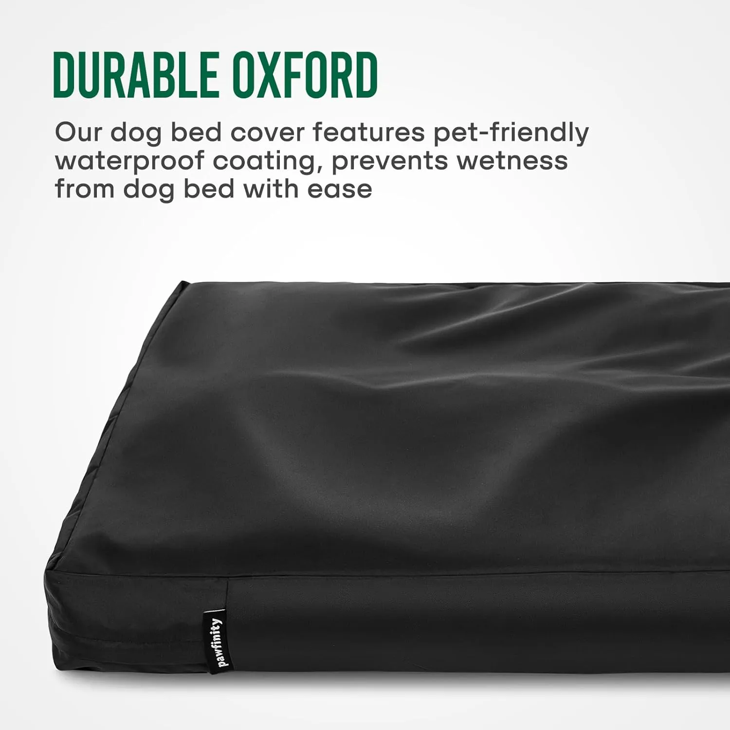 Large Waterproof Dog Bed Replacement Cover, Easy to Clean Pet Dog Crate Pad Duvet, Long Zipper Open, Oxford Fabric Slick Look, 40Lx27Wx4H - Black