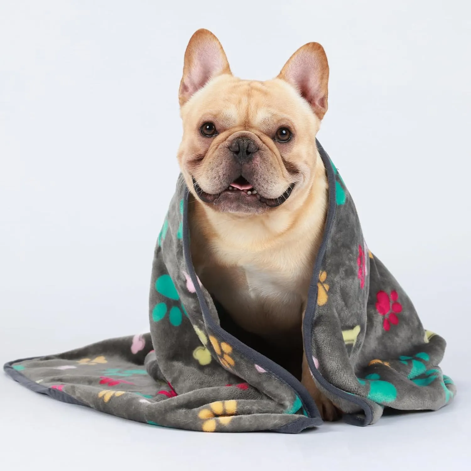 Luciphia 1 Pack 3 Blankets Fluffy Premium Fleece Pet Blanket Flannel Paw Printed Throw for Dog Cat(Small 23x16'', Grey)