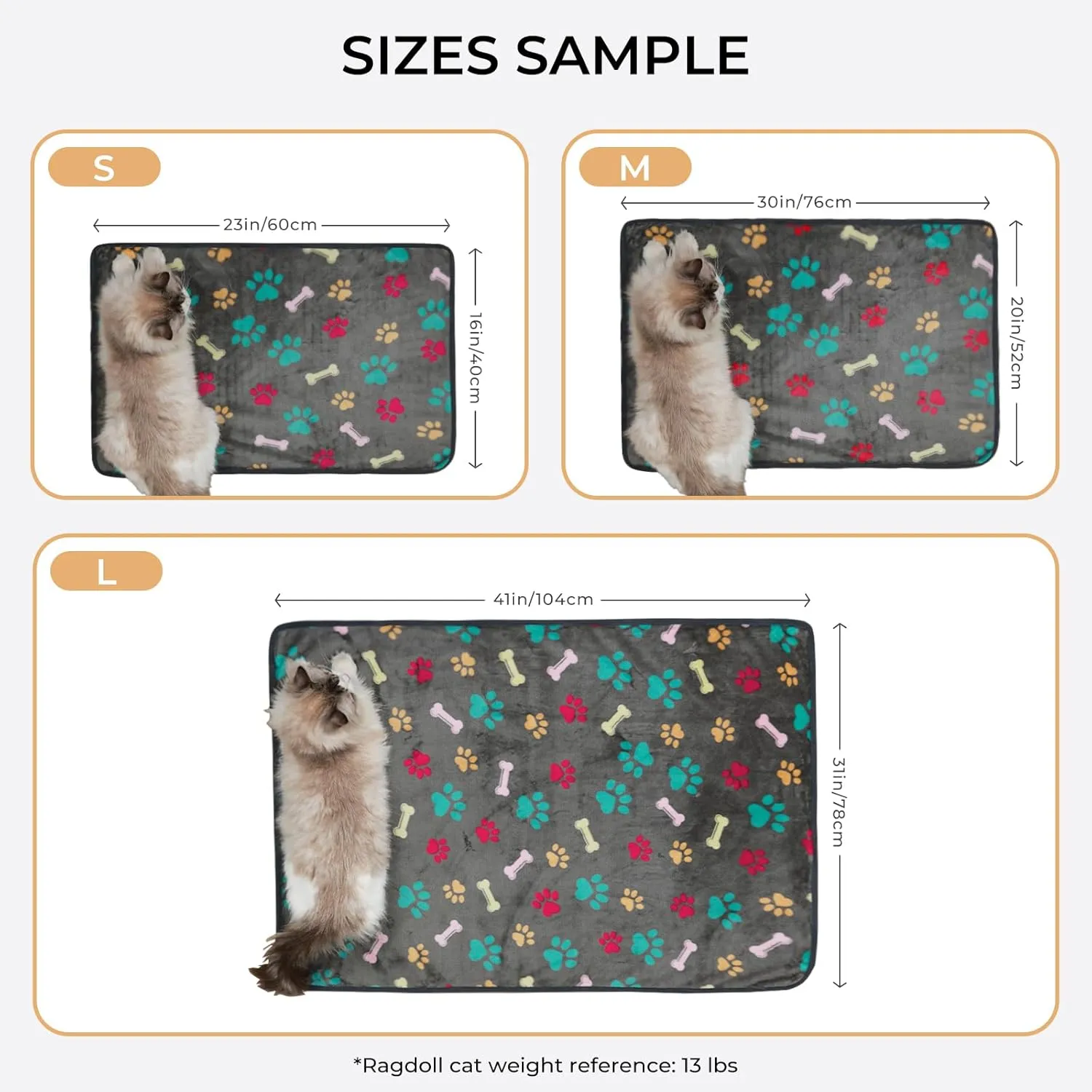 Luciphia 1 Pack 3 Blankets Fluffy Premium Fleece Pet Blanket Flannel Paw Printed Throw for Dog Cat(Small 23x16'', Grey)