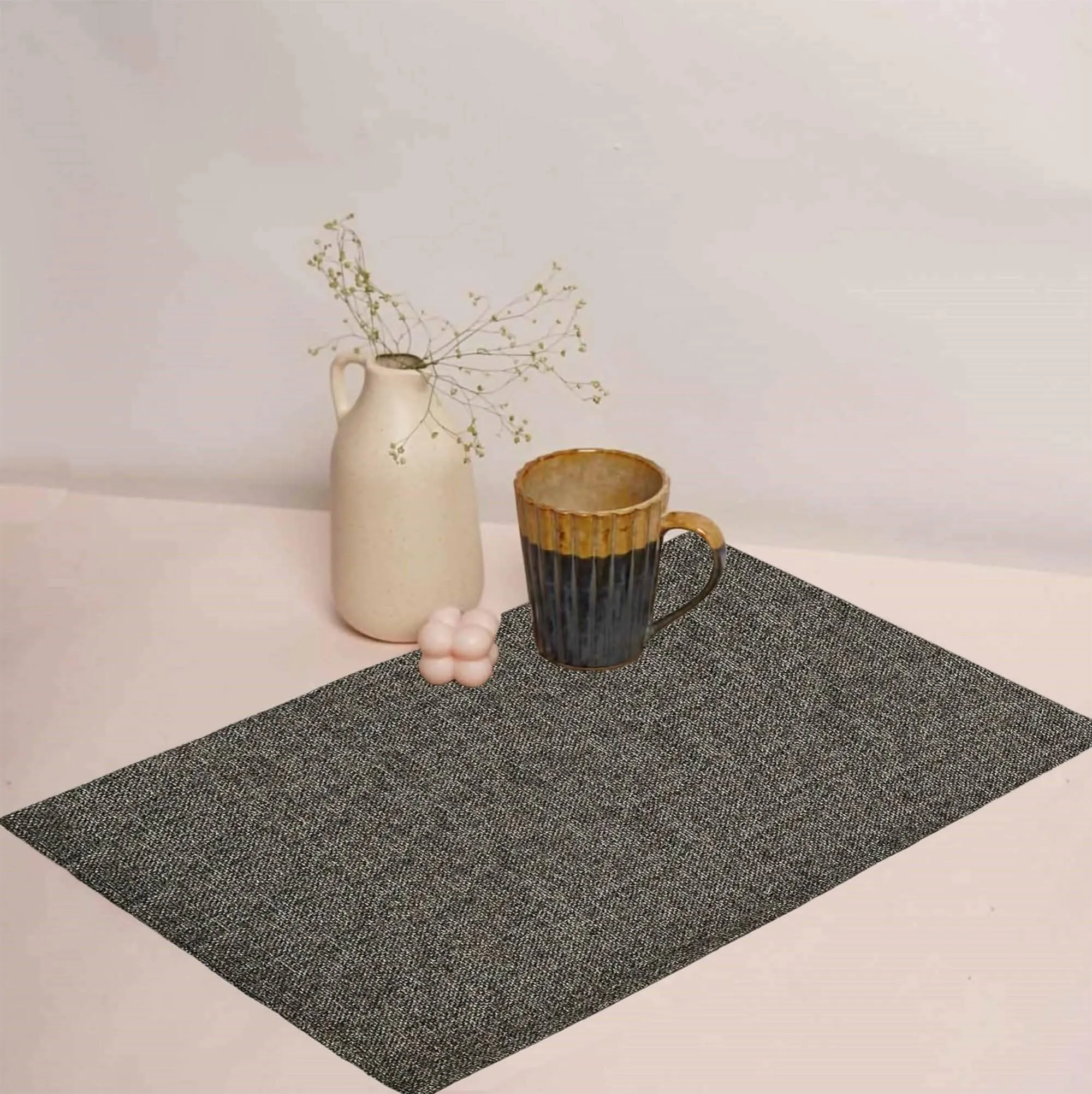 Lushomes "Versatile Lushomes Jute Table Mats: Set of 6 Multi-Purpose Dining and Kitchen Mats in Black (12x18 Inches)"