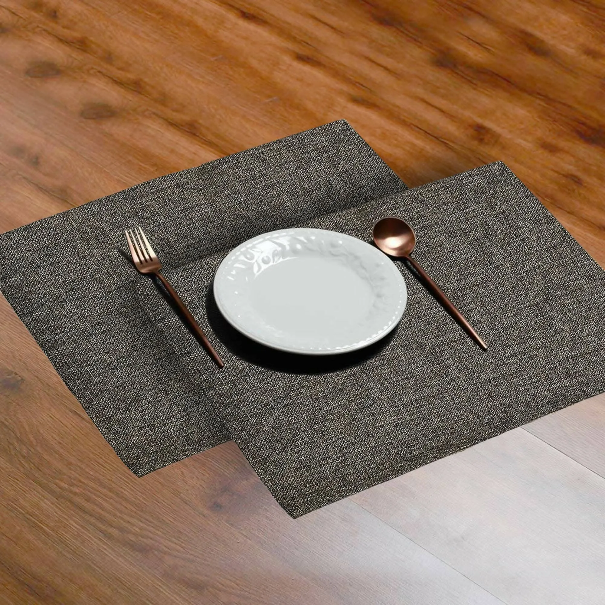 Lushomes "Versatile Lushomes Jute Table Mats: Set of 6 Multi-Purpose Dining and Kitchen Mats in Black (12x18 Inches)"