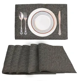 Lushomes "Versatile Lushomes Jute Table Mats: Set of 6 Multi-Purpose Dining and Kitchen Mats in Black (12x18 Inches)"