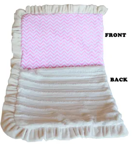 Luxurious Plush Pet Blanket Pink Chevron Jumbo Size
