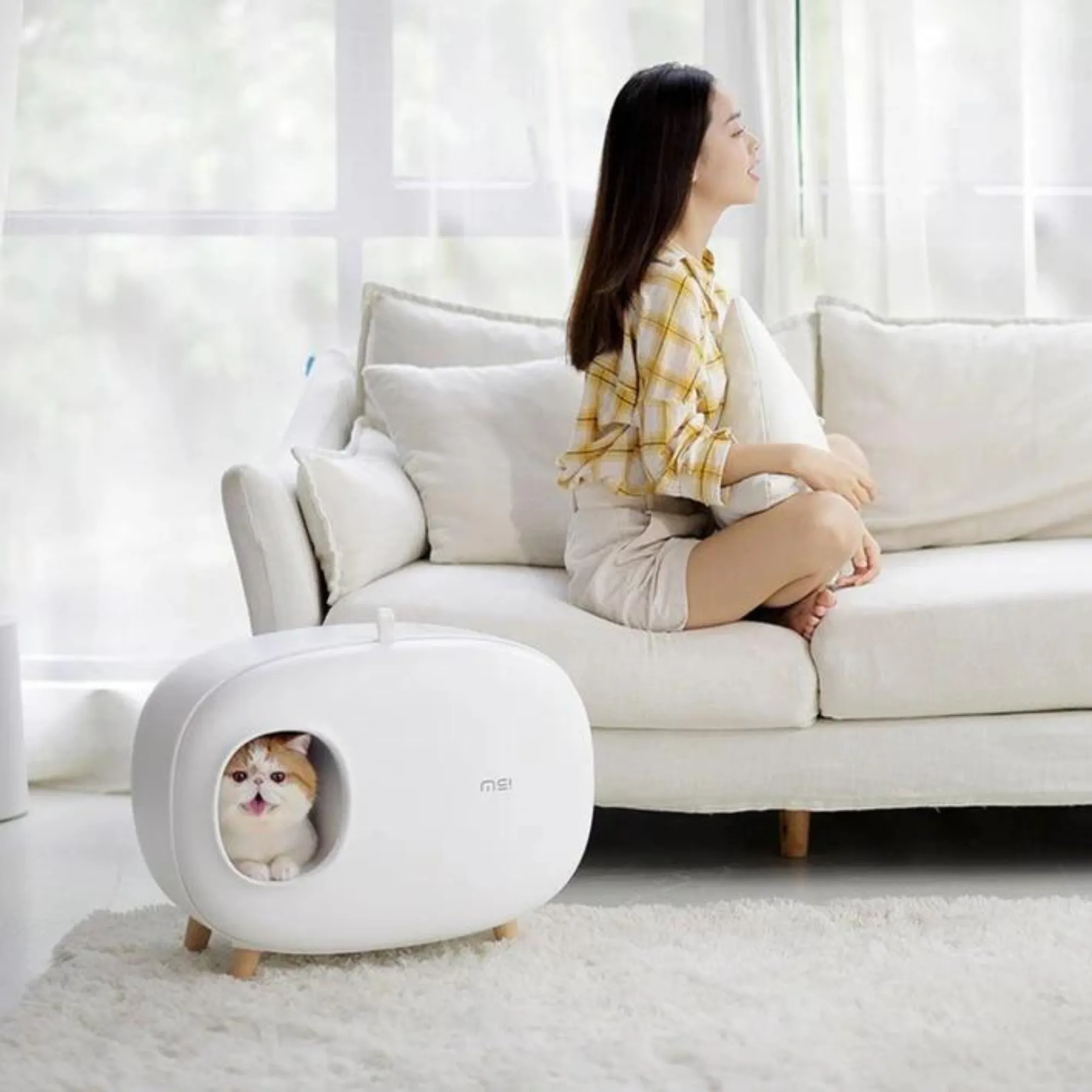 Makesure Cat Litter Box White